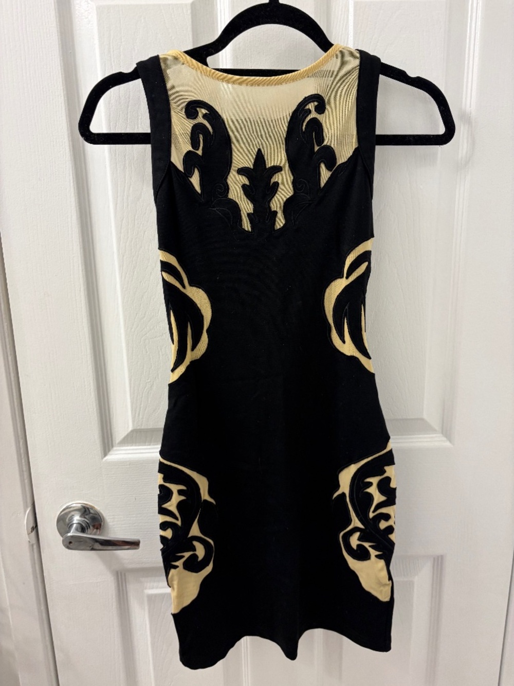 Black Mini Dress with Mesh Cutouts - Angel Biba Size S